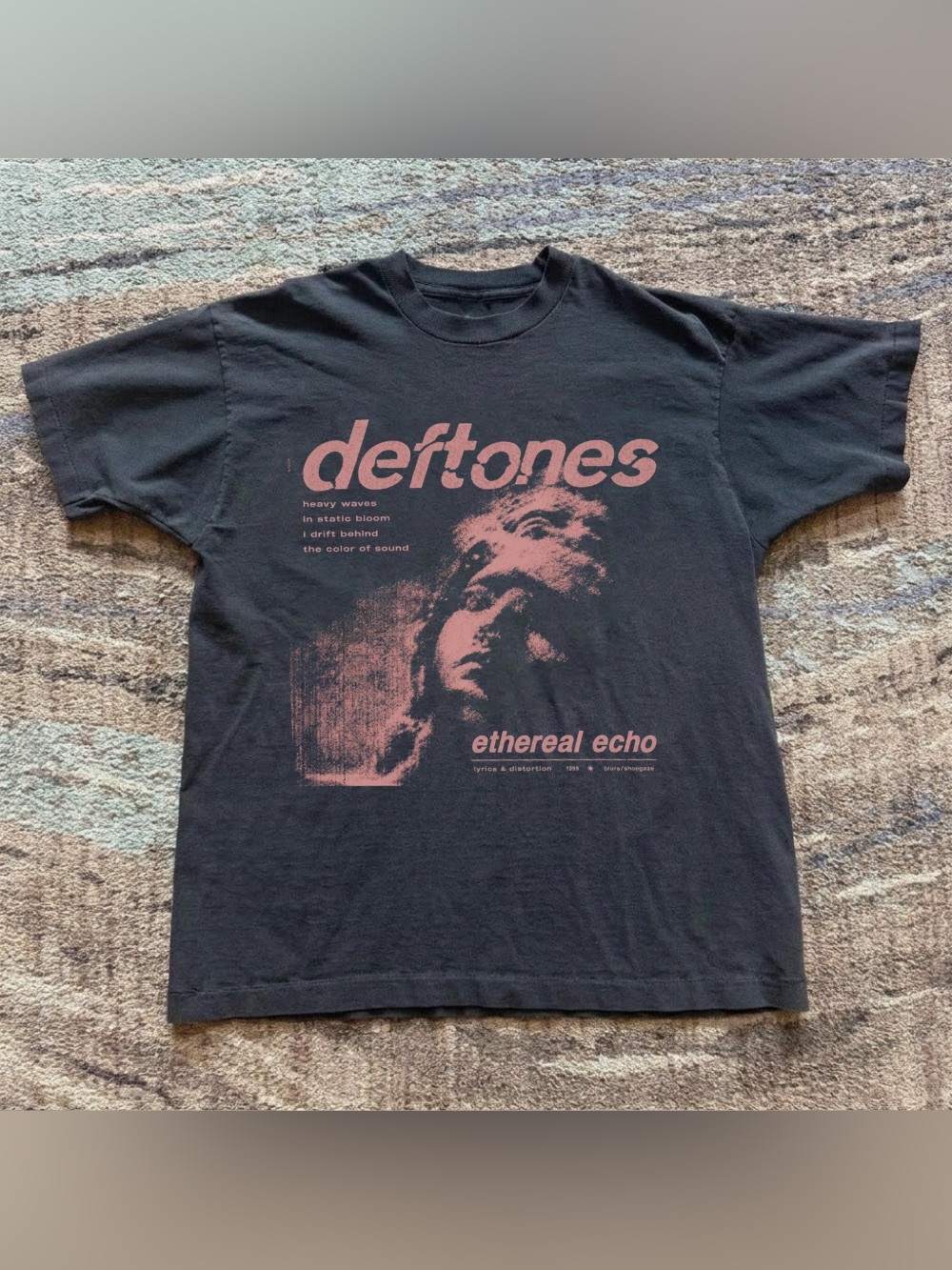 Deftones Ethereal Echo Pink Portrait Black Shoegaze Graphic T-Shirt